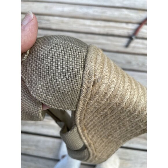 Michael Kors Beige Wedge Heels With Zipper & Basket Weave Design - Picture 9 of 9